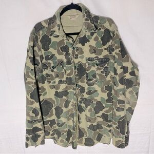 Vintage Cabela's Green Camo Shacket Casual Button Down Hunting Shirt M